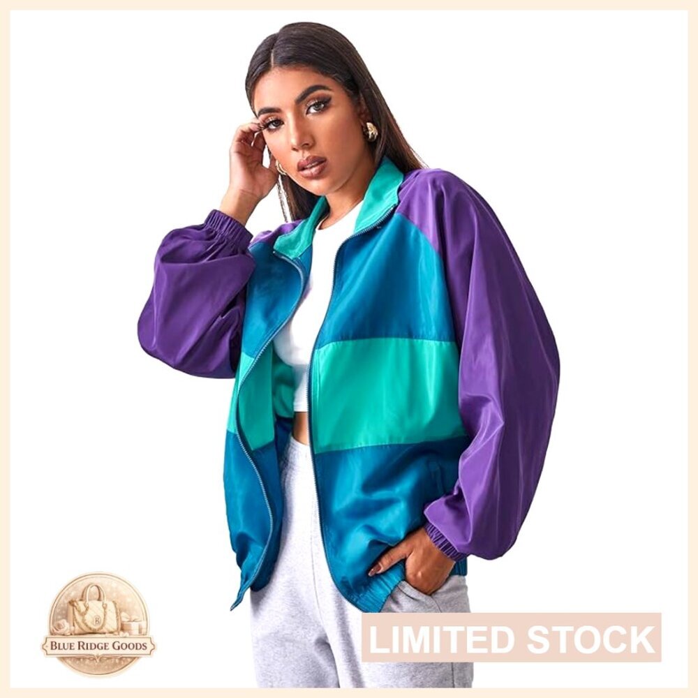 Lightweight Windbreaker Patchwork Sport Jacket Loose Casual Streetwear